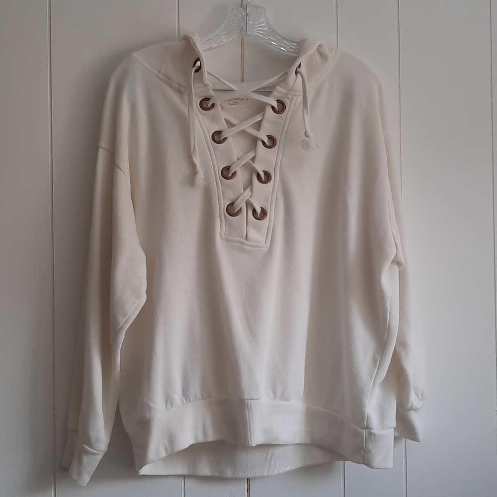 Ocean Drive ladies L lace up hoodie sweat shirt